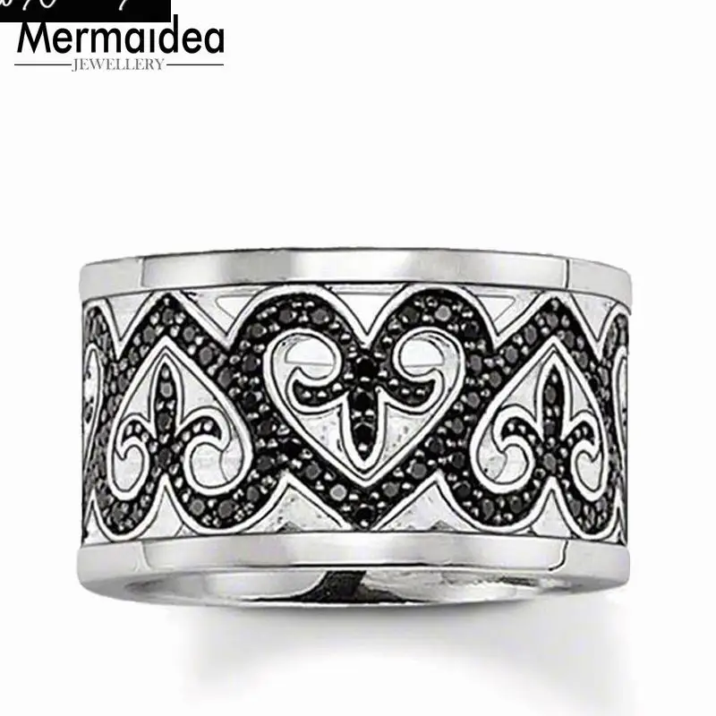 Кольцо Вечность черное арабическое сердце посеребренное подарок для женщин