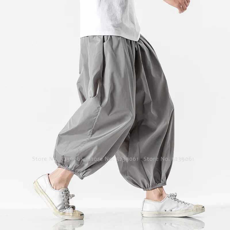 Мужские повседневные японские Свободные шаровары ретро Hanfu широкие брюки