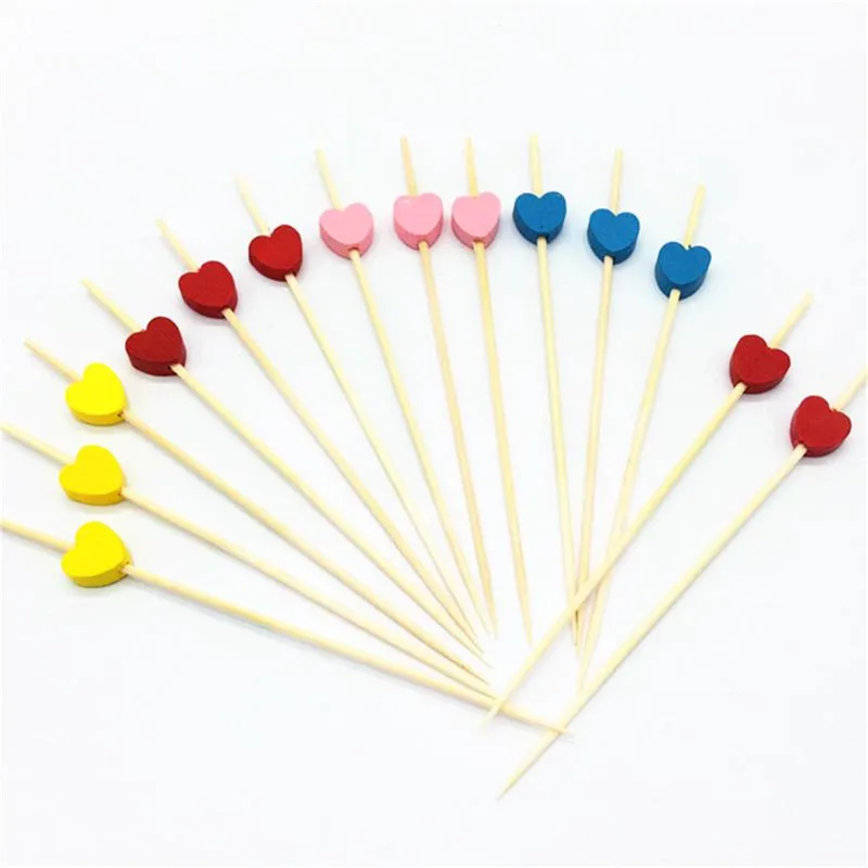 100pcs12cm сердце бамбука Еда выбирает шведского стола фрукт для кекса вилка вечерние