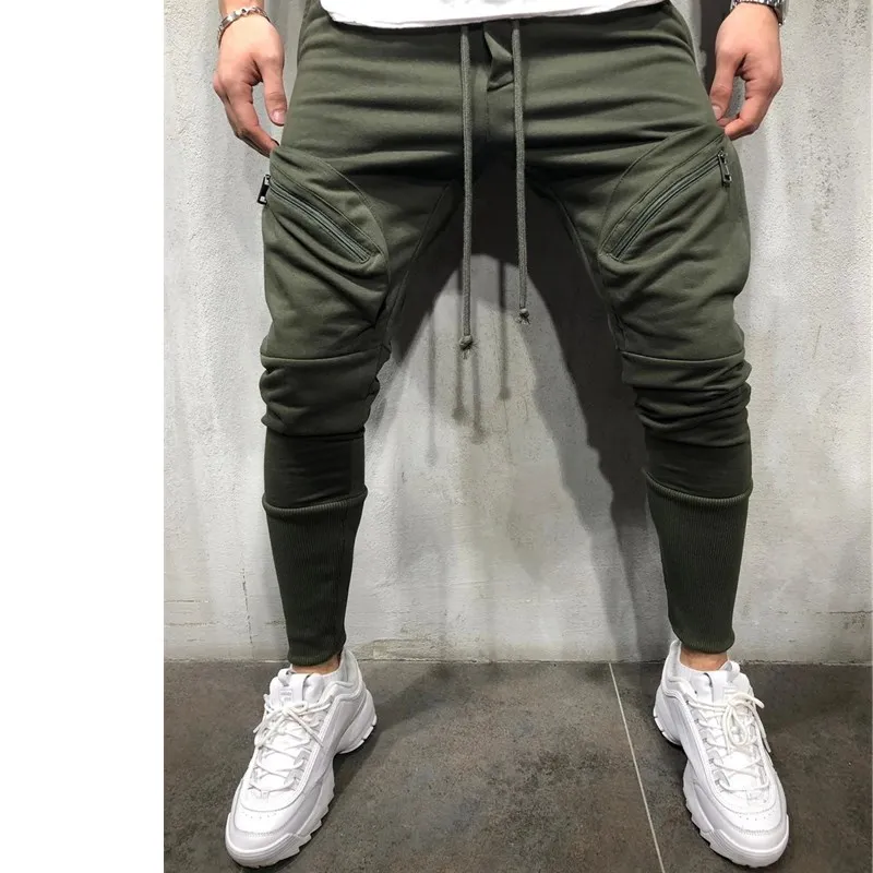 Новые мужские одноцветные брюки-карандаш на молнии многокарманные Стильные