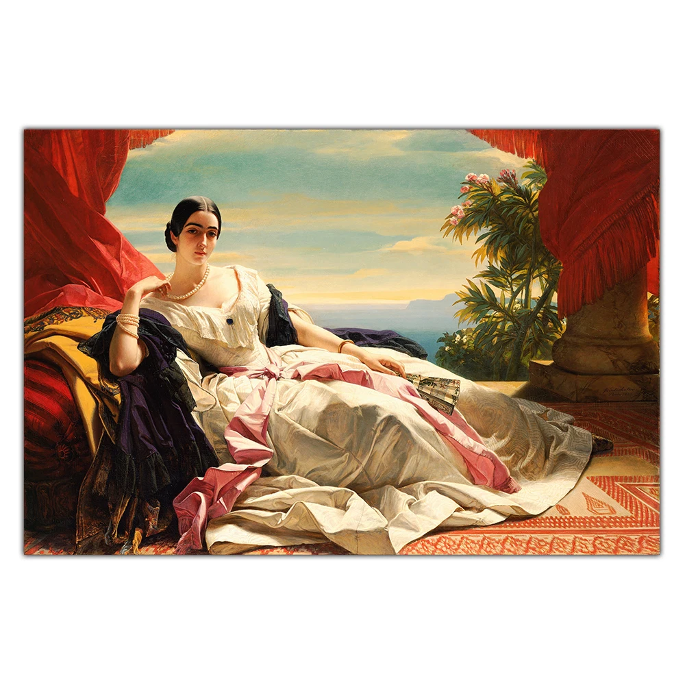 Citon Winterhalter《Portrait of Leonilla Princess Sayn Wittgenstein》Canvas Oil painting Artwork Picture Decor Home Decoration | Дом и сад
