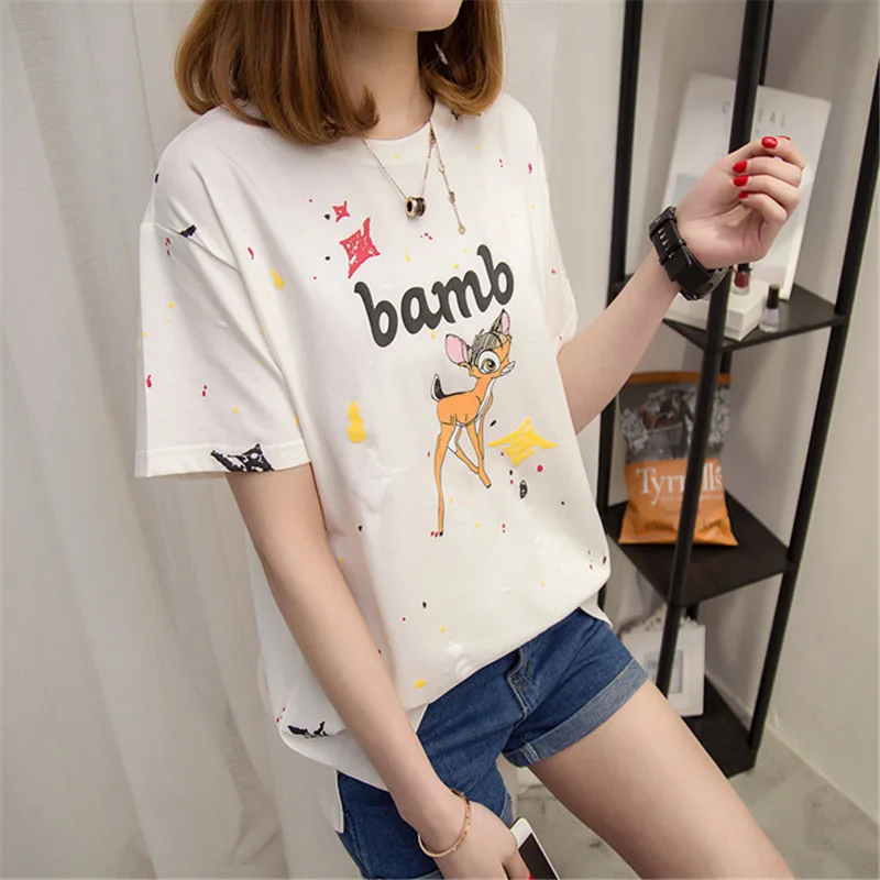 

2020 New T Shirts Women Fashion Letter Cartoon Print Tshirts Casual Tops Harajuku Tees Female T Shirts Clothing Camisas Mujer