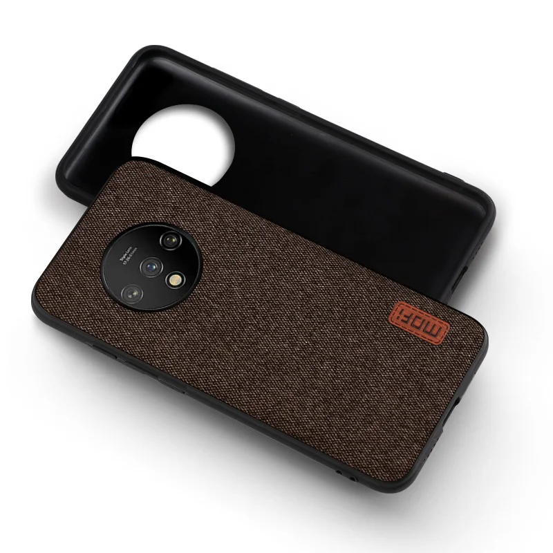coffee Для oneplus 7t чехол-накладка one plus 7t pro тканевый корпус Твердый coque MOFi 1+ 7t Силиконовый противоударный чехол-накладка - Цвет: coffee