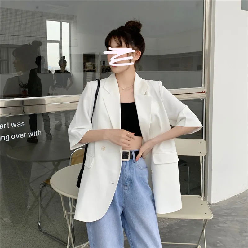 

2022 New Womens Clothes Summer Blazer Jackets Drape Loose Korean Casual Thin Section Blazers Suit Female Tops M442