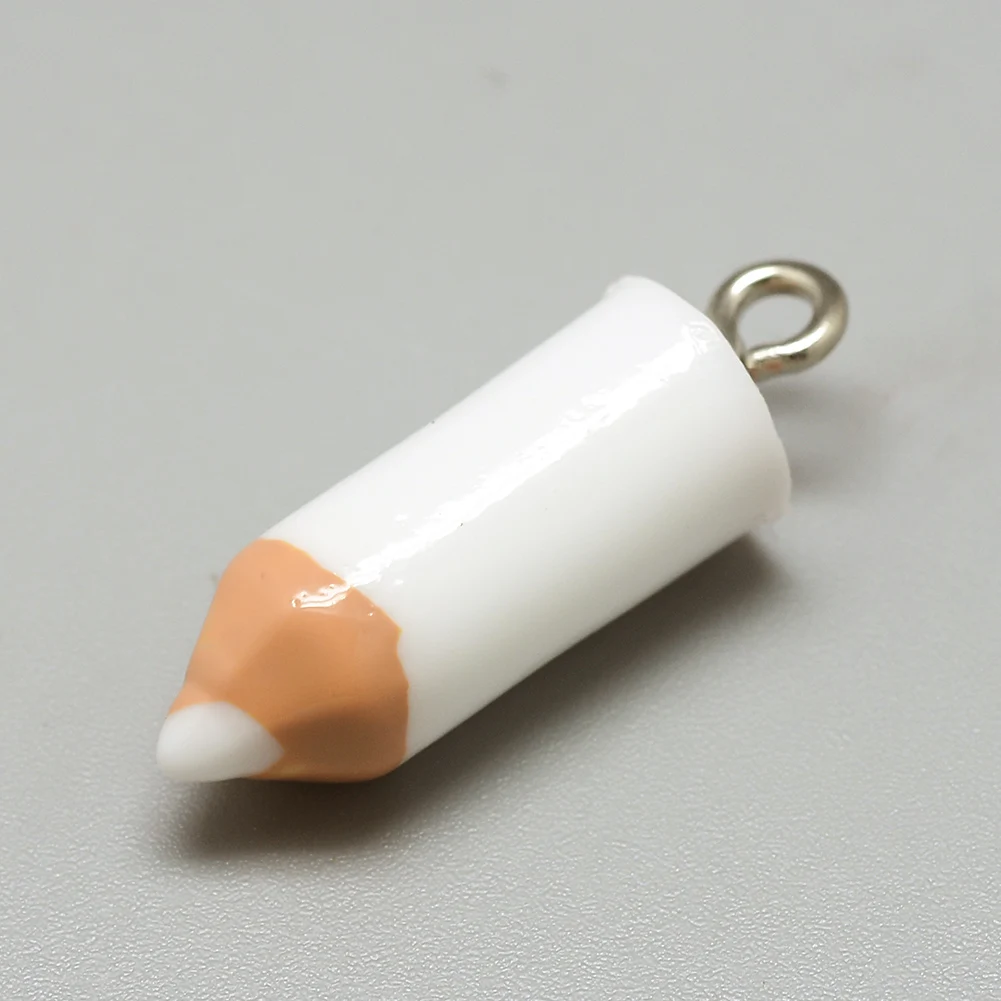 

10pcs Mixed Color Crayon Resin Pendants Iron Findings For Necklaces Bracelets DIY Jewelry Making 21x7.5mm,Hole: 1.5mm