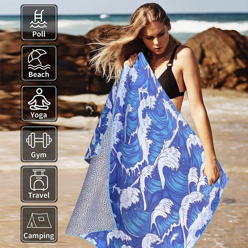 

Beach Towel Quick-drying Thickened Double-sided Printing Towel Soft Lightweight Extra-size Microfiber Bath Towel Swimming Towel