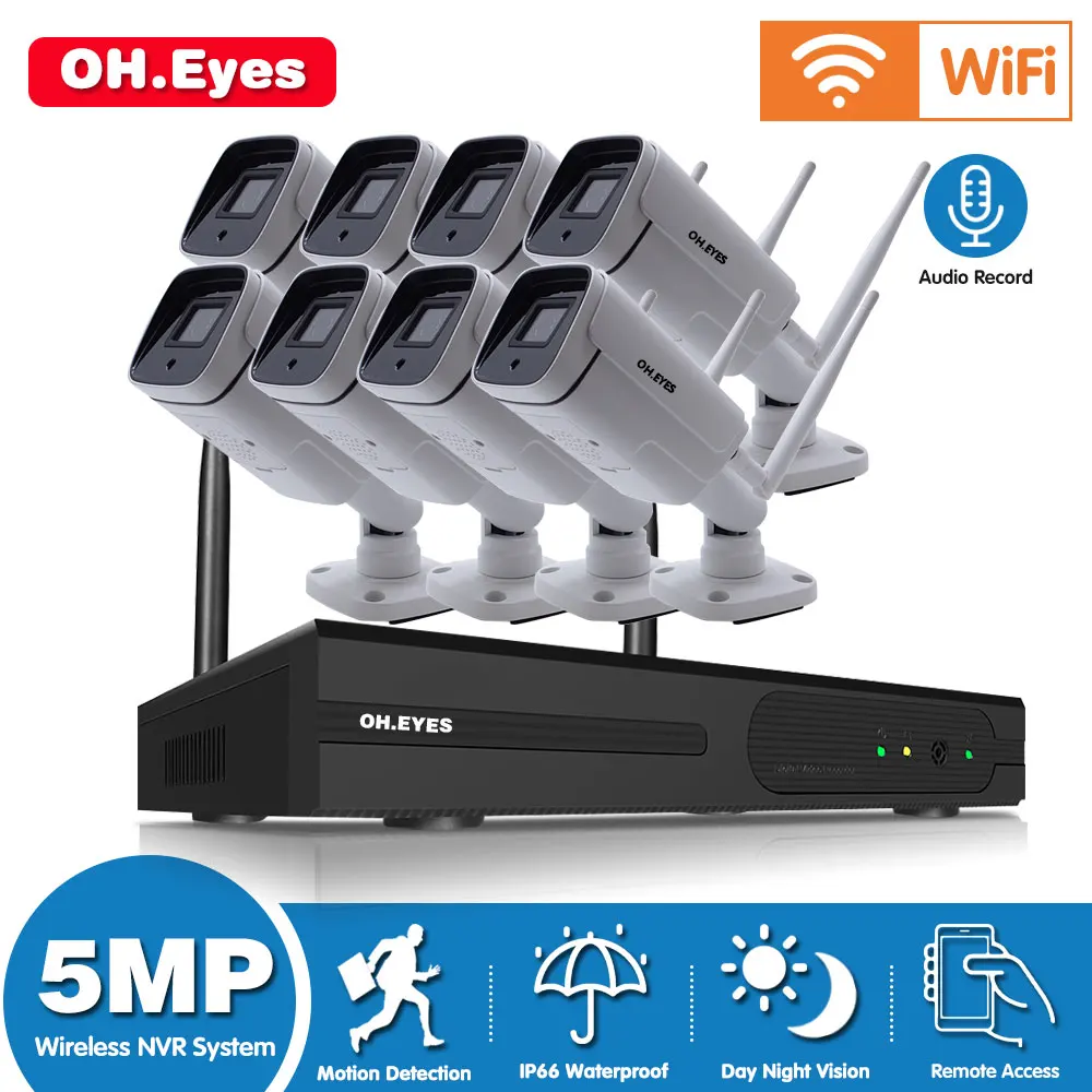 

5MP CCTV Wifi Video Surveillance Kit 8CH Outdoor Waterproof Security IP Camera Wifi Wireless System Set 8 Channel NVR Kit ONVIF
