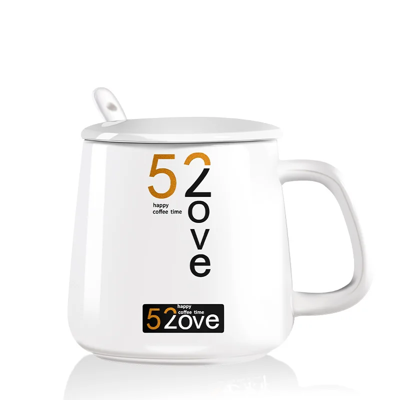 400ml Ceramics Mugs With Spoon and Cover Cartoon Theme Milk Cup Kitchen Tools | Дом и сад