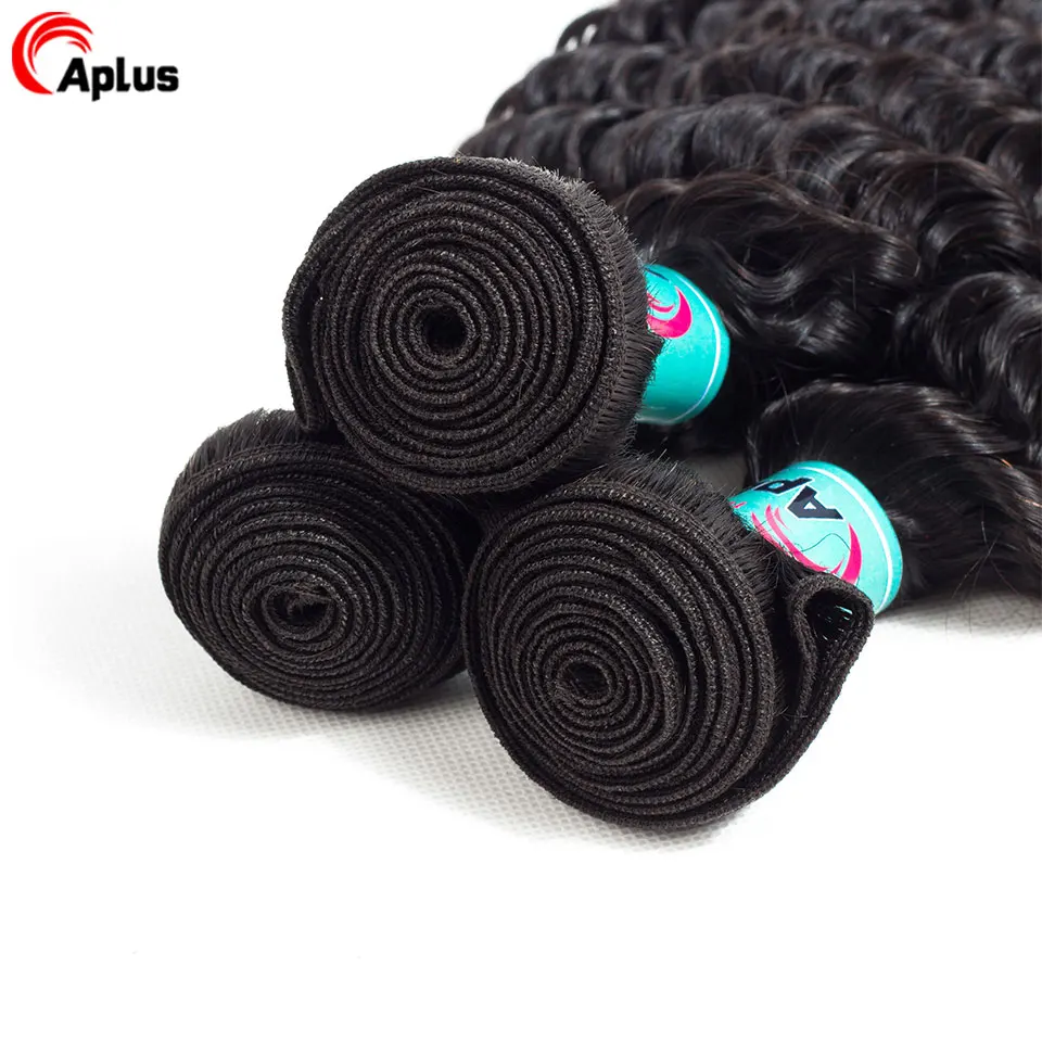 3 пряди бразильские с глубокой волной фронтальной частью 100% человеческие волосы