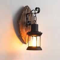 outdoor antique wall wood light glass wall lamp restaurant cafe light bar corridor bedroom bedside lamp sconce e27 light bulb
