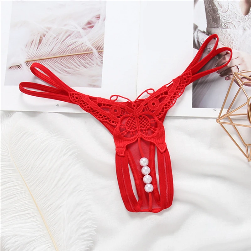 

Жемчужные массажные стринги Эротические трусики сексуальное женское нижнее белье с открытой промежностью кружевные прозрачные стринги по...