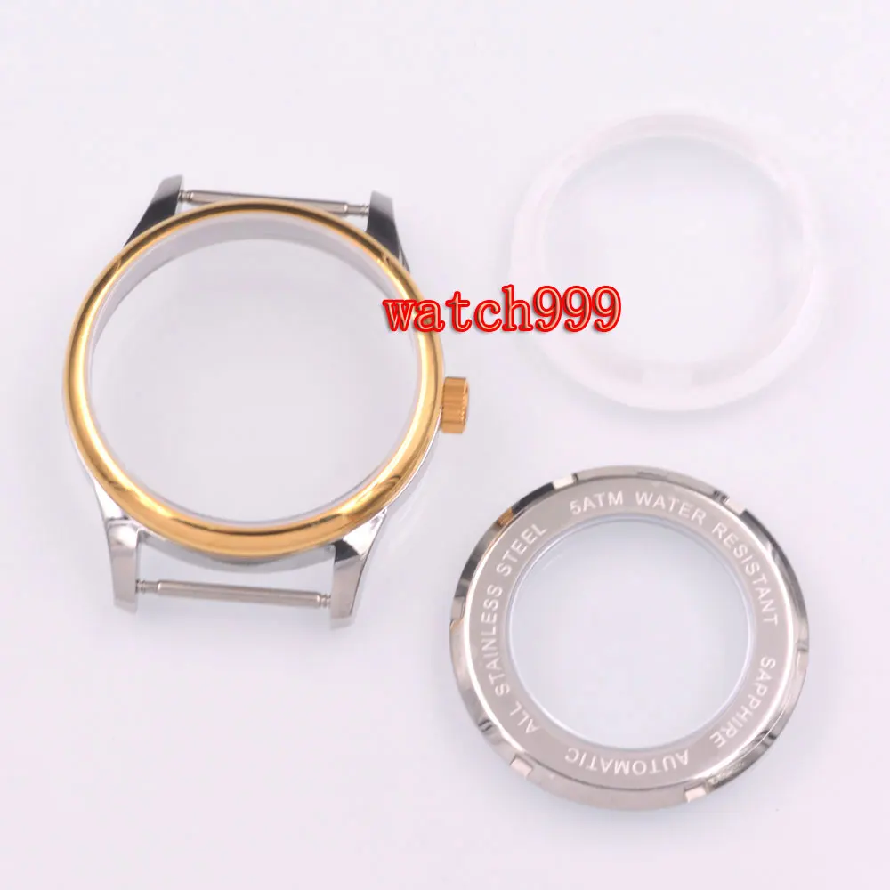 

40mm Stainless Steel Case Gold Bezel Suitable For ETA2836 2824 Miyota 8205 DG 2813 Movement