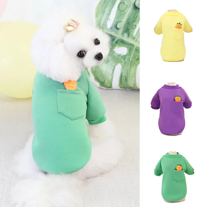 

Fleece Soft Dog Hoodies Coat Winter Carrot Pattern Turtleneck Windproof Warm Cat Pet Clothes Sweatshirt Sweater Small Dogs Pug