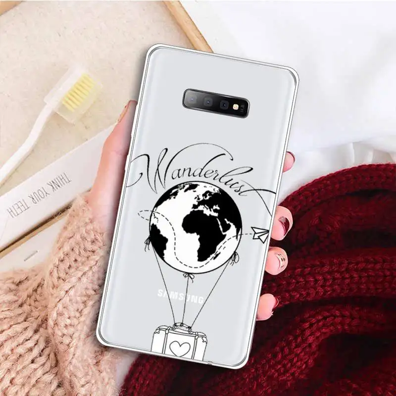 

World Map Travel Creativity art Phone Case Transparent for samsung A 21s 50 71 S 8 9 20 20fe note 10 20 ultra plus