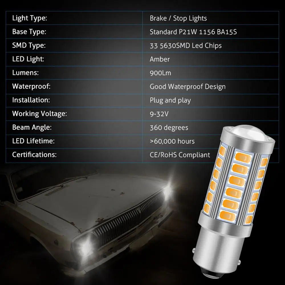 СВЕТОДИОДНЫЙ Автомобильный светильник Katur 4x5630 SMD 1156 BA15S P21W 33 светодиодных лампы