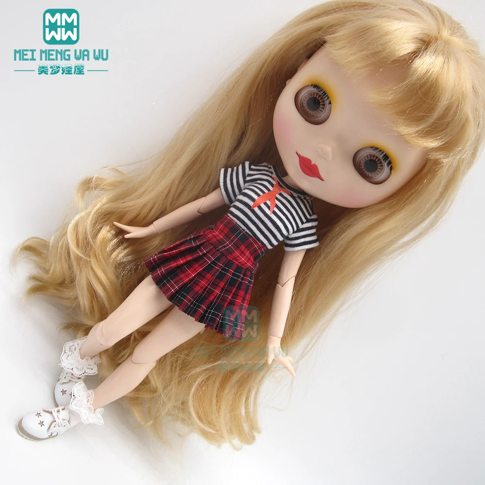 1 шт. Одежда для кукол Blyth модные футболки плиссированная юбка с рваными краем