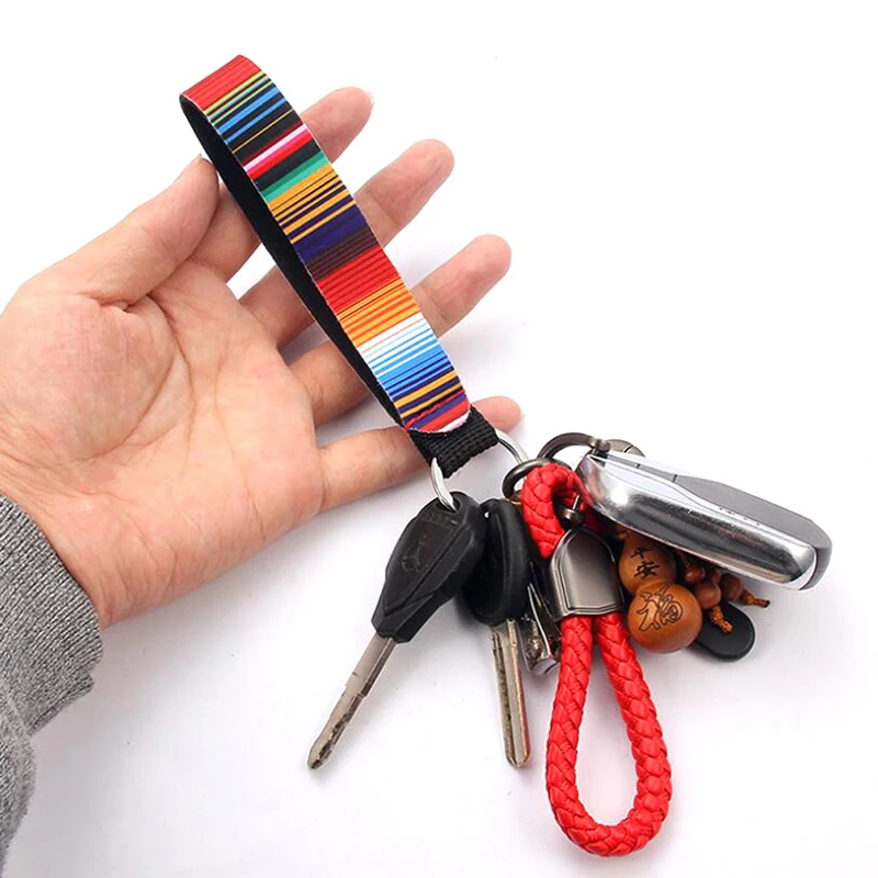 

Flower Pattern Cloth Band Keychain Key Chain Lanyard Long Ribbon For Bag Charms Car Key Ring For Women Phone Case Wallet