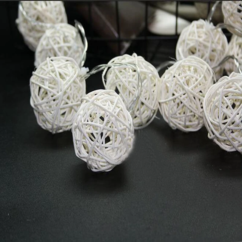 4 м 20 светодиодная гирлянда из ротанга с шариком Рождественская для сада свадьбы