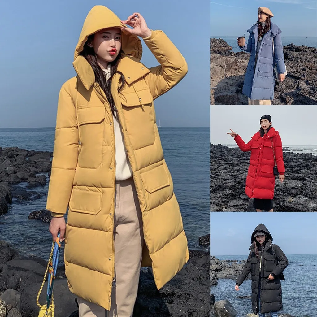 Женский пуховик на утином пуху длинный тонкий теплый с капюшоном молнии