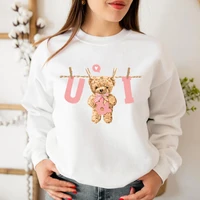 fashion cute cartoon teddy bear sweatshirt autumnwinter thickening plus size men and women hoodies lovers hoodie s 4xl