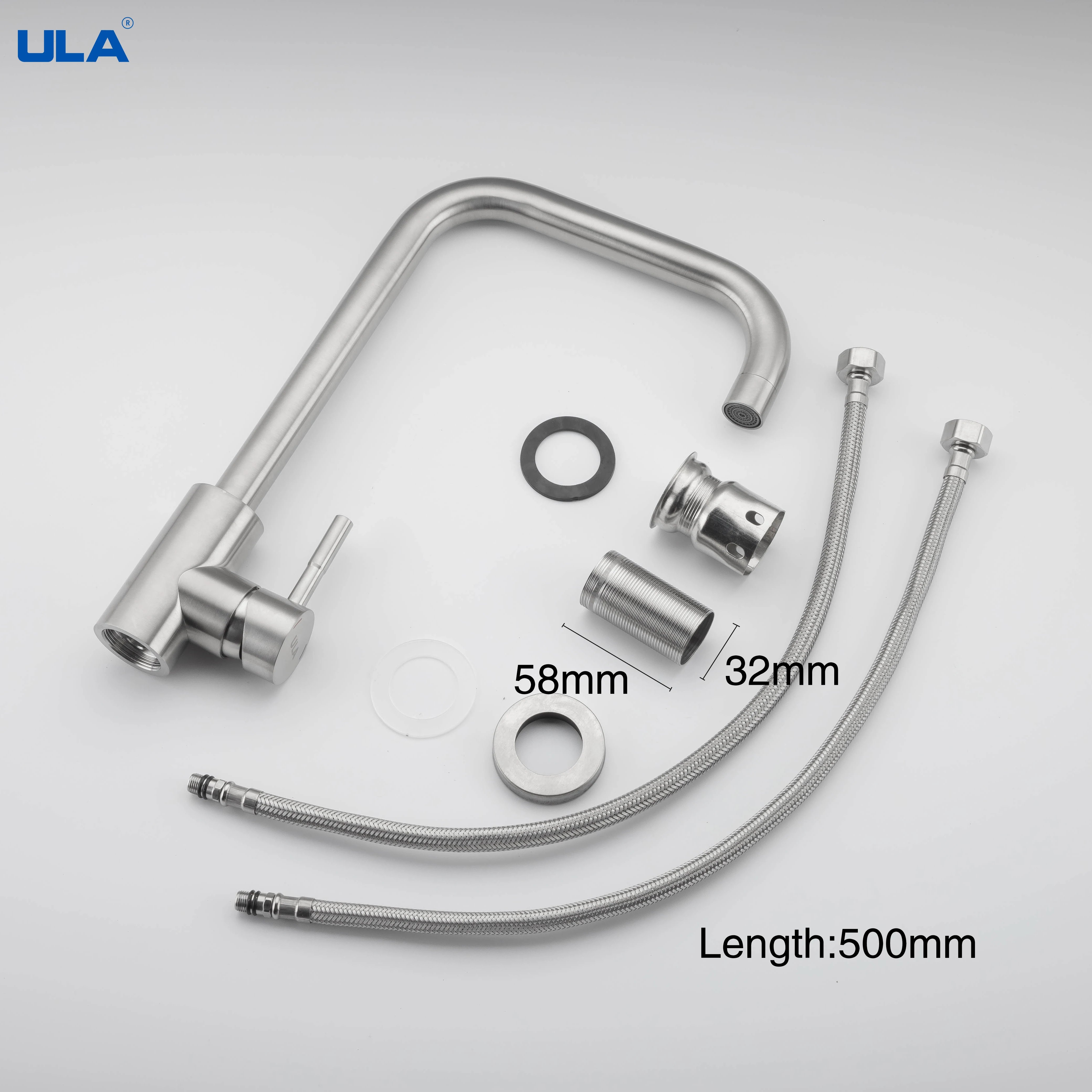 ULA Stainless Steel Kitchen Faucet Black Gold 360 Rotate Tap Kitchen Faucet Deck Mount Cold Hot Water Sink Mixer Taps Torneira images - 6