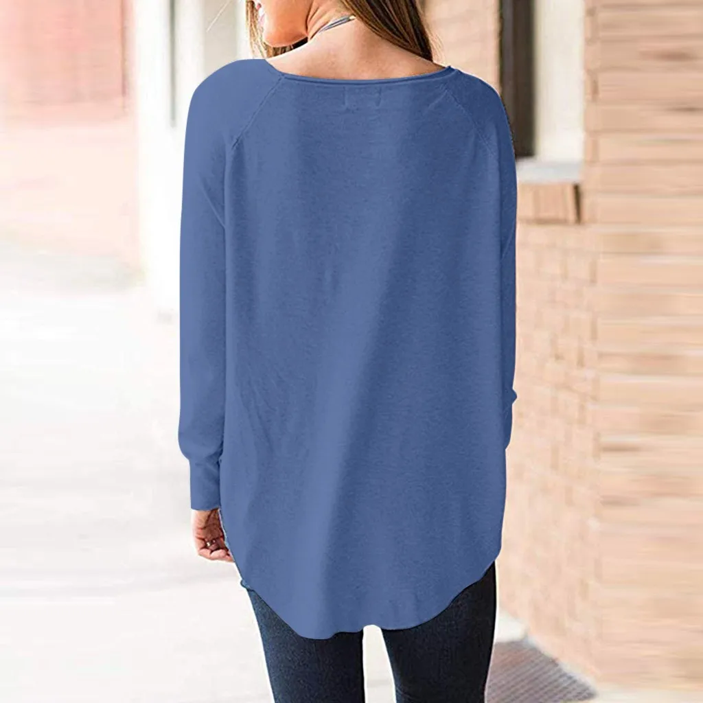 Women Oversize Loose T-shirt Fall Long Sleeve Round Neck Tee Ladies Baggy Plus Size Tops Casual Solid Color Clothes T Shirt#g1 | Женская