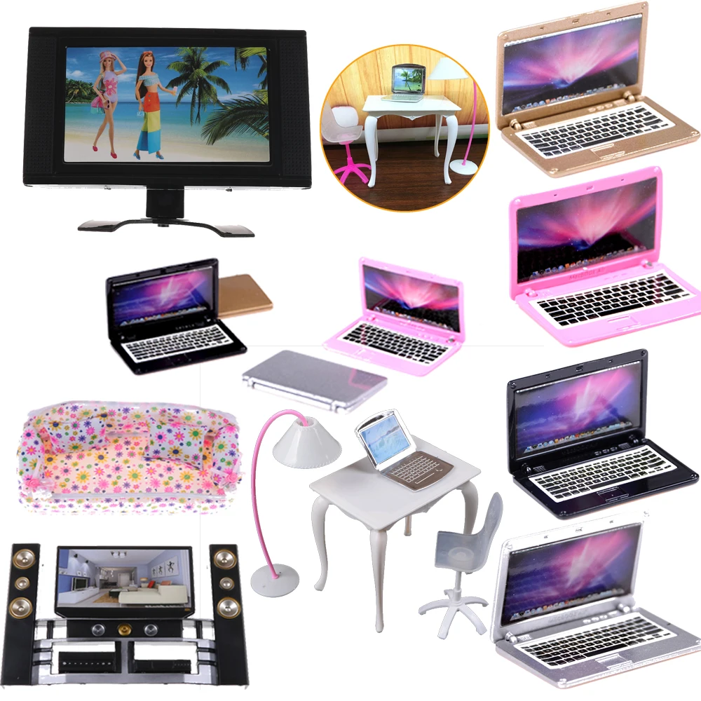 Мини-ноутбук компьютер пластиковая кукольная мебель плоский экран съемный