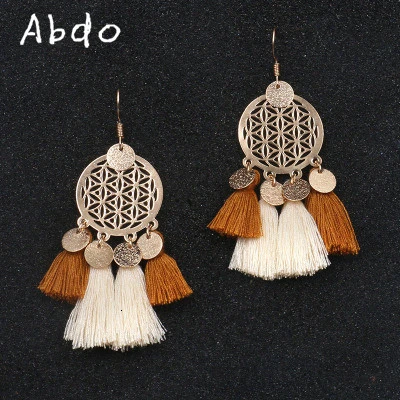 Новинка ручной работы винтажные Бохо этнические белые Золотые сережки с