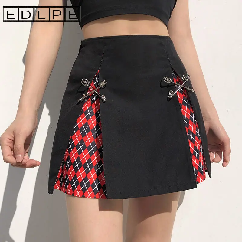 Невероятно милые домашние тапочки Unif Y2k аксессуары в клетку Высокая талия юбка