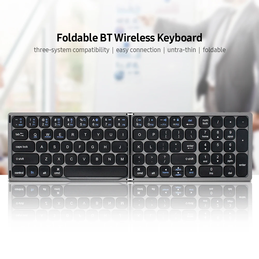 Складная Bluetooth клавиатура Беспроводная портативная мини с поддержкой iOS/Android/Windows