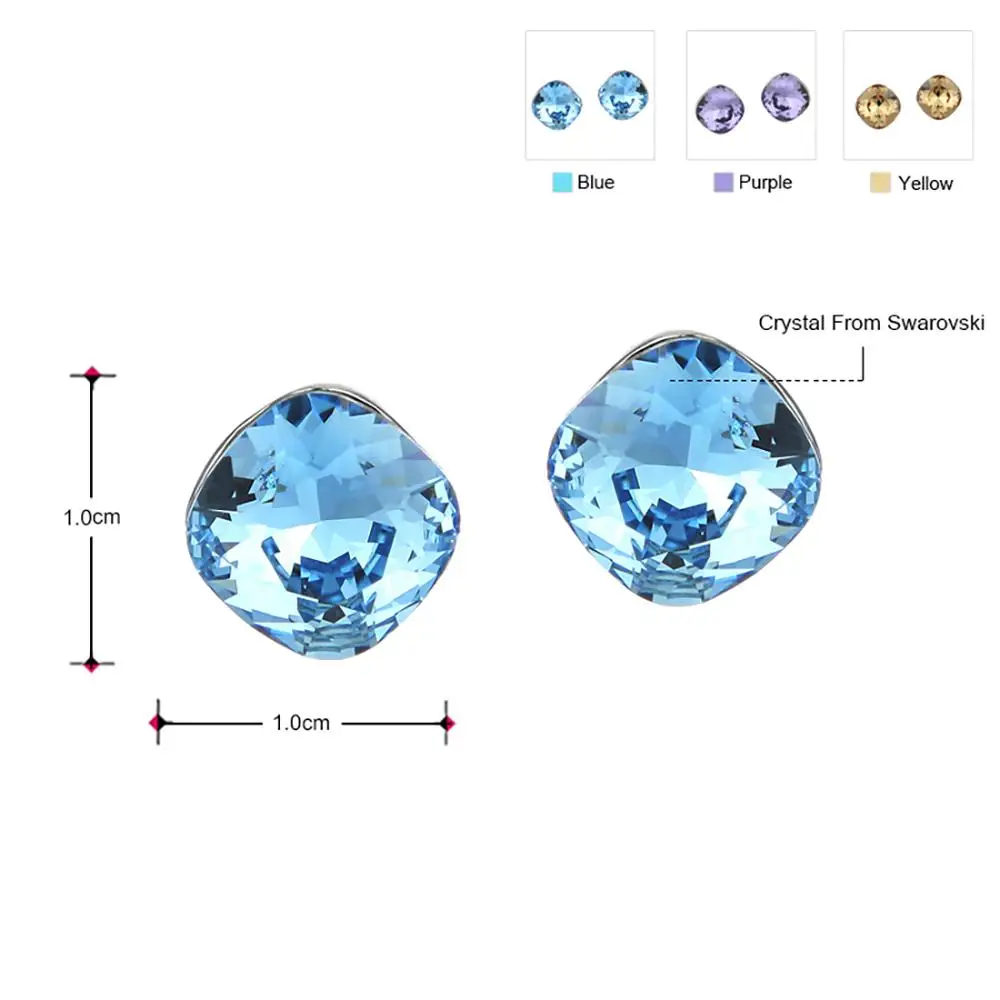 Серьги-гвоздики Neoglory с австрийским кристаллом простой круглый дизайн