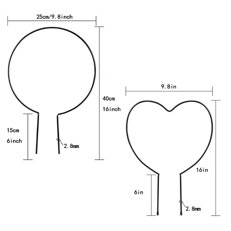 

Metal Iron Round Heart Shaped Garden Plant Support Stake Stand for DIY Potted Climbing Plants Flower Vegetables Vine Rack