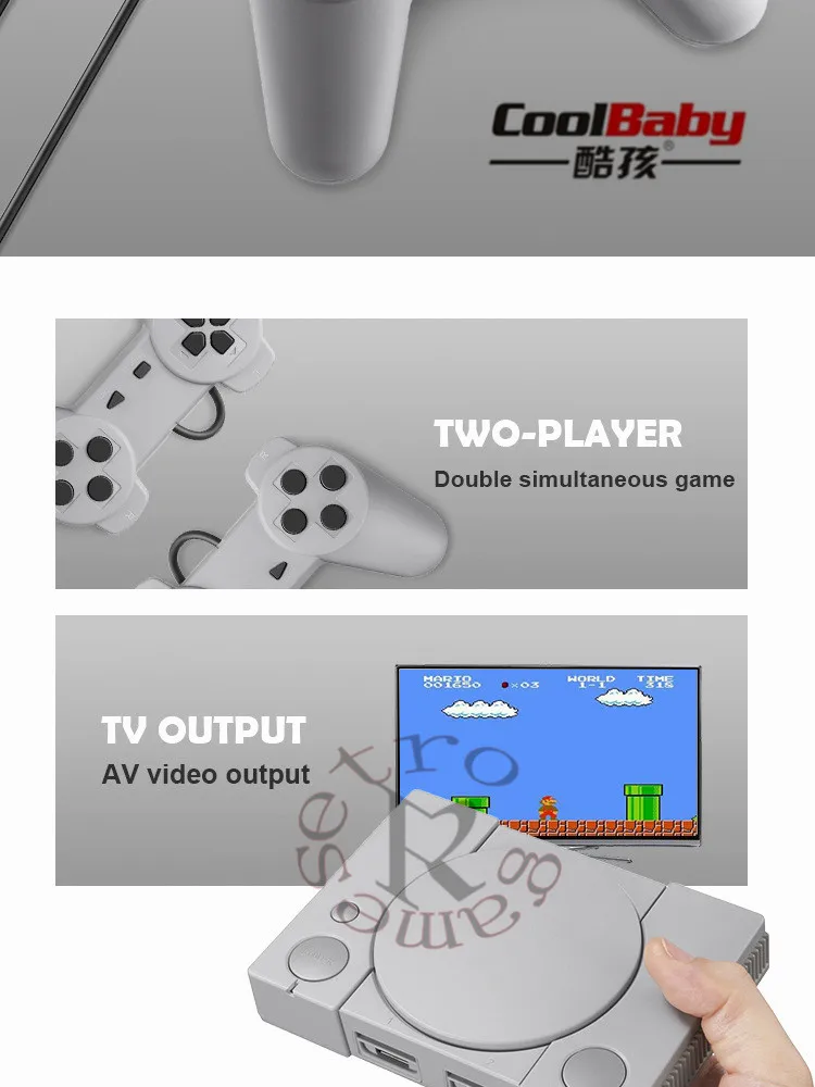 Классическая Мини домашняя ТВ игровая консоль 8 бит PS1 Ретро портативная видео консоль встроенный 620 игр два игрока с розничной коробкой