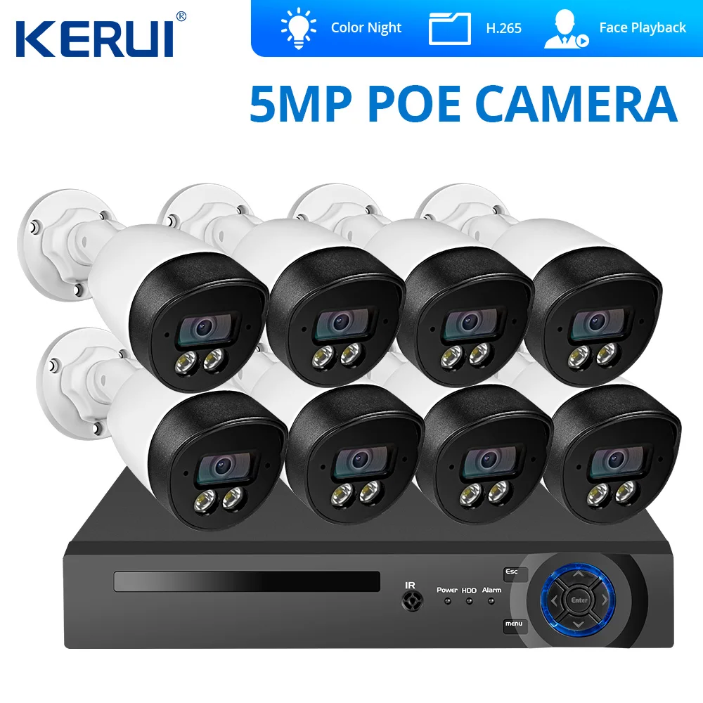 KERUI Распознавание лиц POE NVR 8CH 5MP Беспроводной безопасности Камера Системы