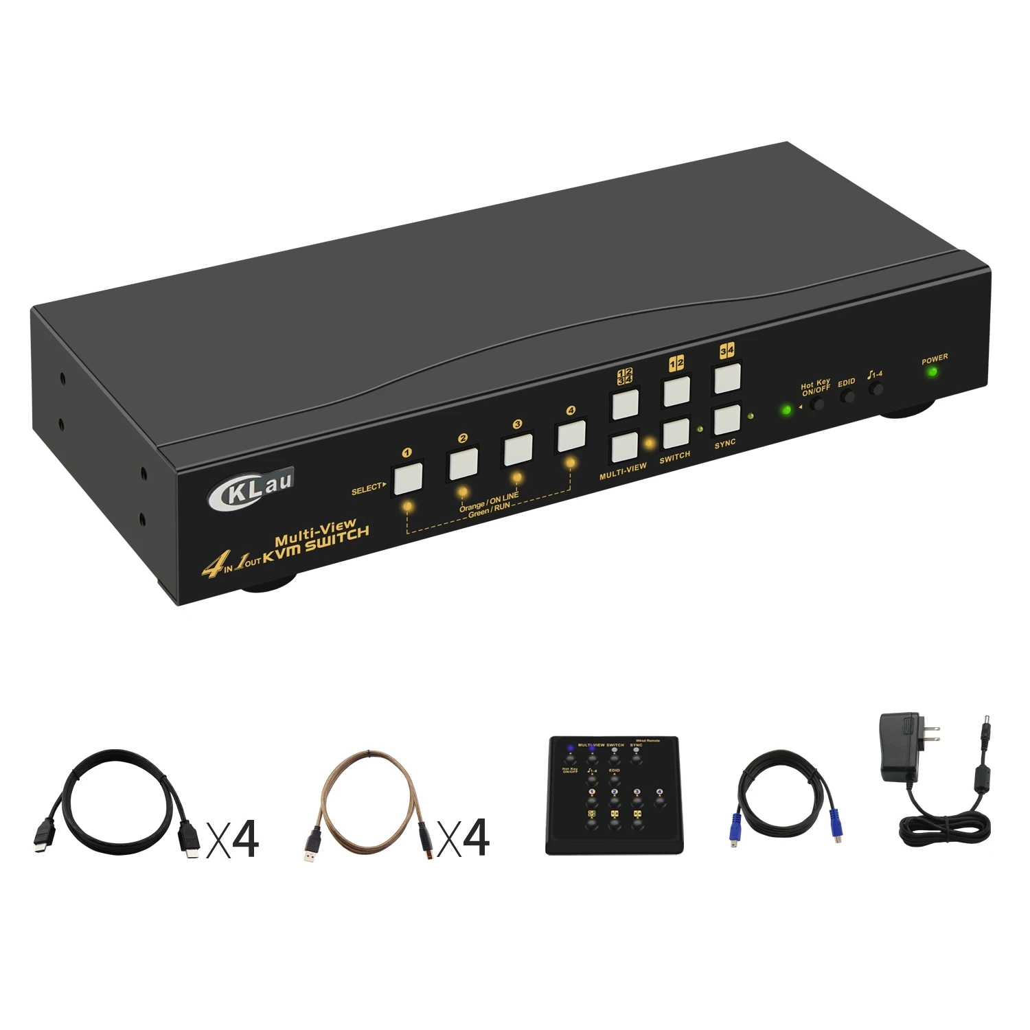 CKLau 4Kx2K 4 Port Multi-View KVM Switch HDMI, MVKVM Switch Support Across Screen, Single-View KVM Switching and Multi Computers