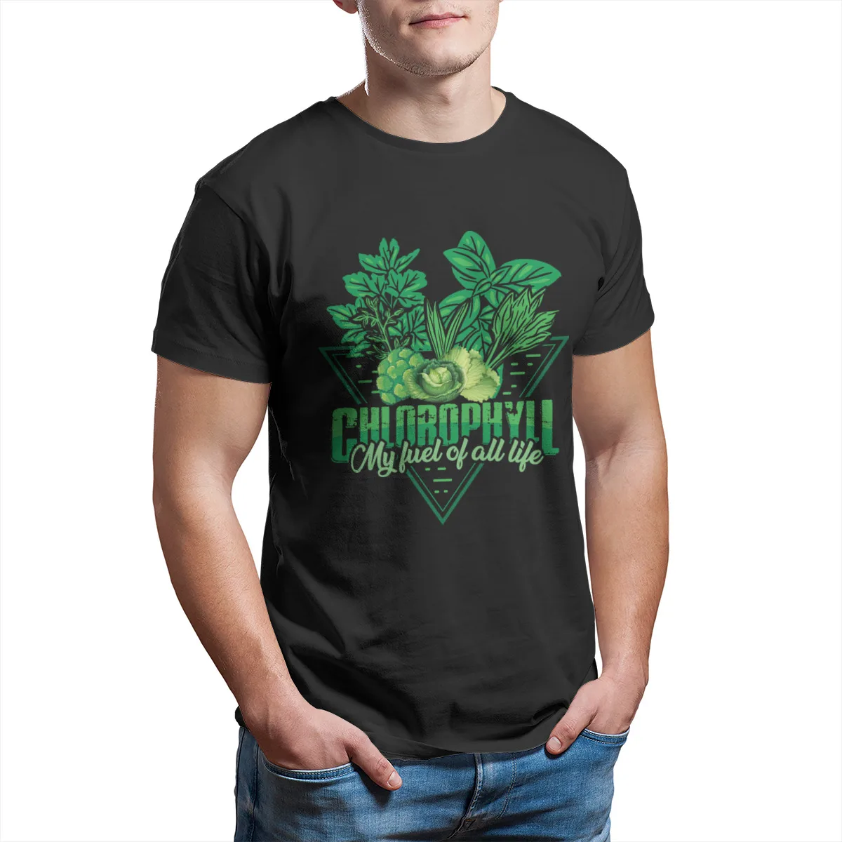 

Chlorophyll Leafy Greens Vegetables Herbs Leaves Vegan Essentials Fashion Funny 100% Casual loose Cotton color Tshirts 138124