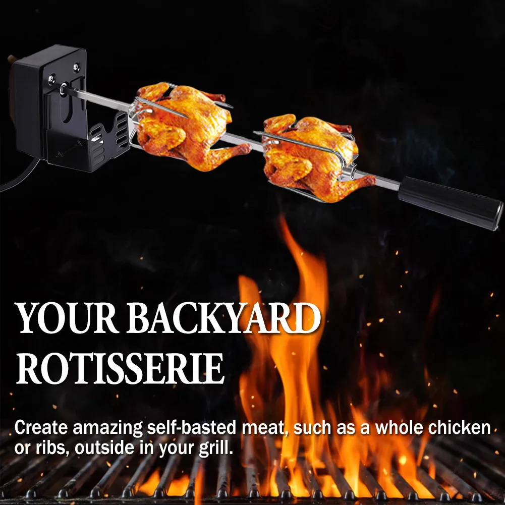 Rotisserie Set With Motor Stainless Steel Automatic BBQ Kit Grill For Grilling Hot Dog Chicken Steak Camping Tool |