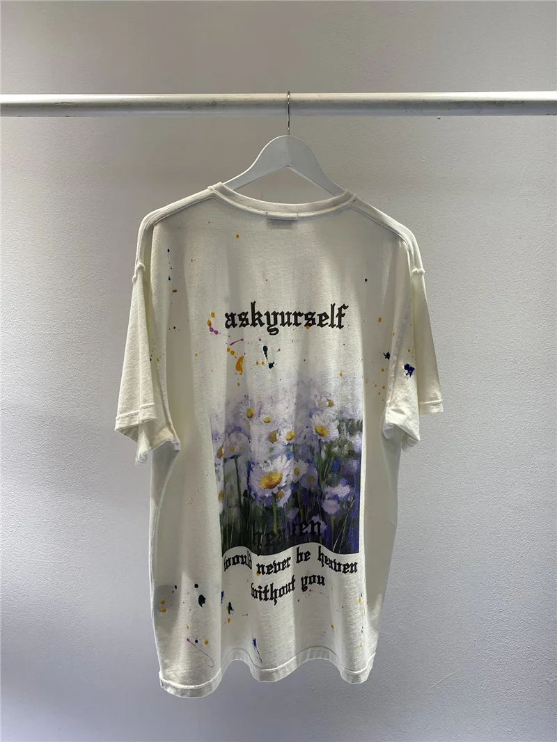 Tie Dye ASKYURSELF Daisy T Shirt Men Women 1:1 Best Quality T-shirt Tee Graffiti Tops | Мужская одежда