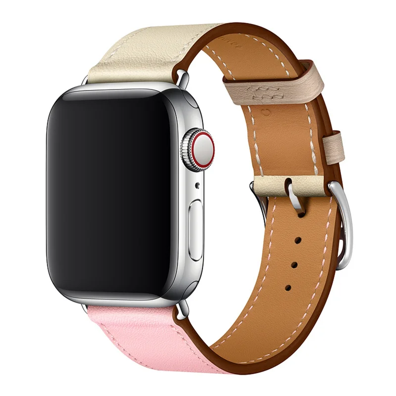 Sakura Craie Argile Кожаный ремешок для Apple watch band 44 мм 40 мм iWatch band 42 мм 38 мм одиночный походный браслет ремешок для часов Apple watch 4 3 2 1 - Цвет ремешка: Sakura Craie Argile