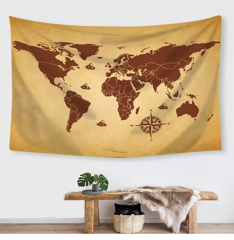 

New creative ins style tapestry digital printing world map modeling horizontal wall decoration