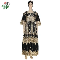 hd south african ladies riche bazin lace dresses embroidery dashiki long dress with headtie 2022 african nigerian party clothes