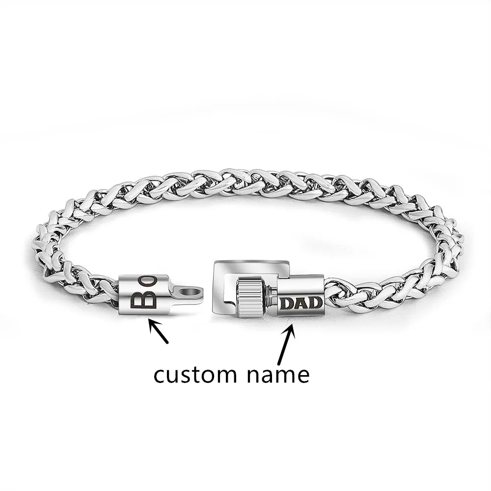 

Customized Name Date Chains Link Bracelets for Men Vintage Stainless Steel Personalized Women Bracelet Jewelry