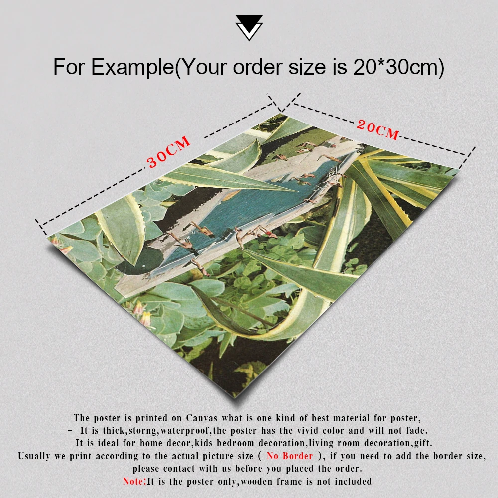 

Swimming pool Print Poster Botanical Summer Plants Canvas Painting Mural Art Cartoon Picture Living Room Decoration Decor