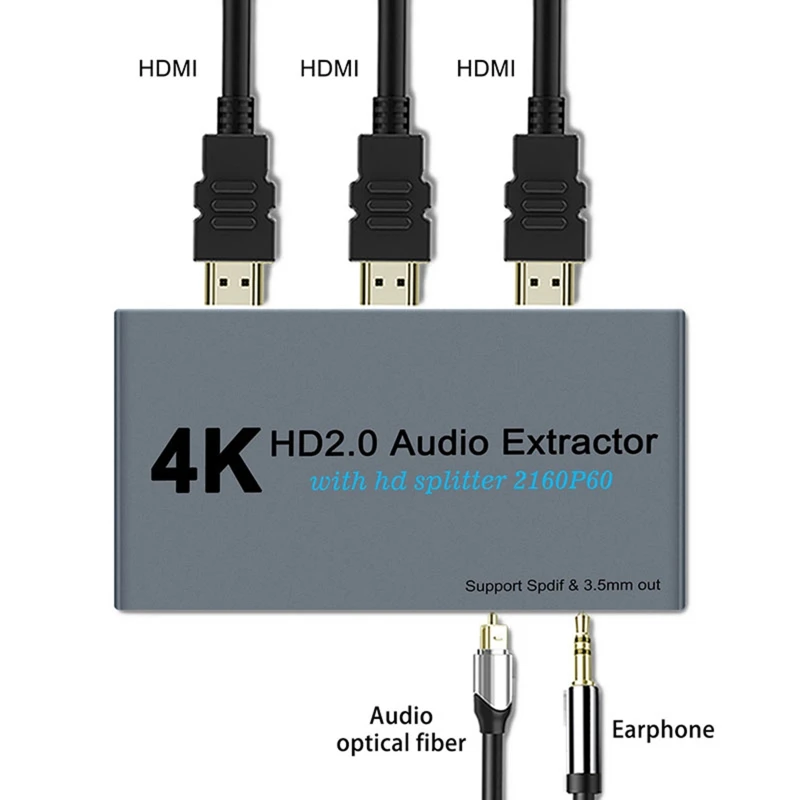 4K 60 Гц SPDIF HDR 1 в 2 выхода HDMI-совместимый 0 аудио экстрактор сплиттер Авто HDCP