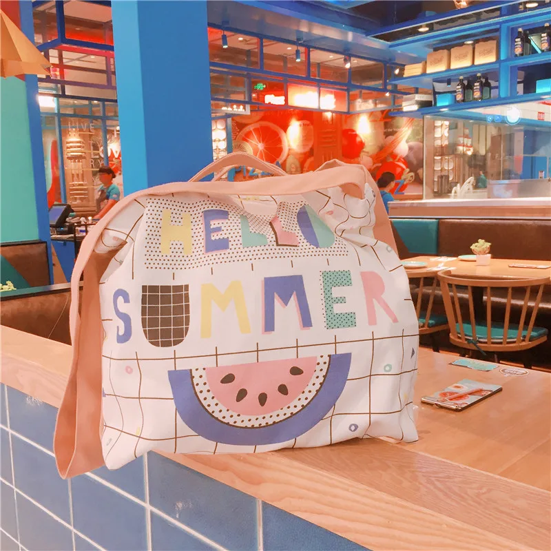 Летние сумки с надписью 2019 повседневные холщовые тоуты котом и застежкой на