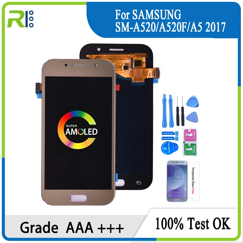 

Super Amoled для SAMSUNG GALAXY A5 2017 A520 A520F A520K ЖК-дисплей с сенсорным экраном дигитайзер монтаж
