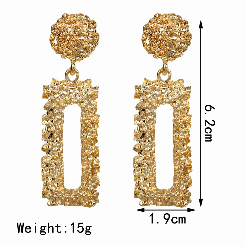 

60pcs/ lote VOVT Brand Rectangular earrings with metallic geometric flowers and vintage fashion earrings for women wholesale