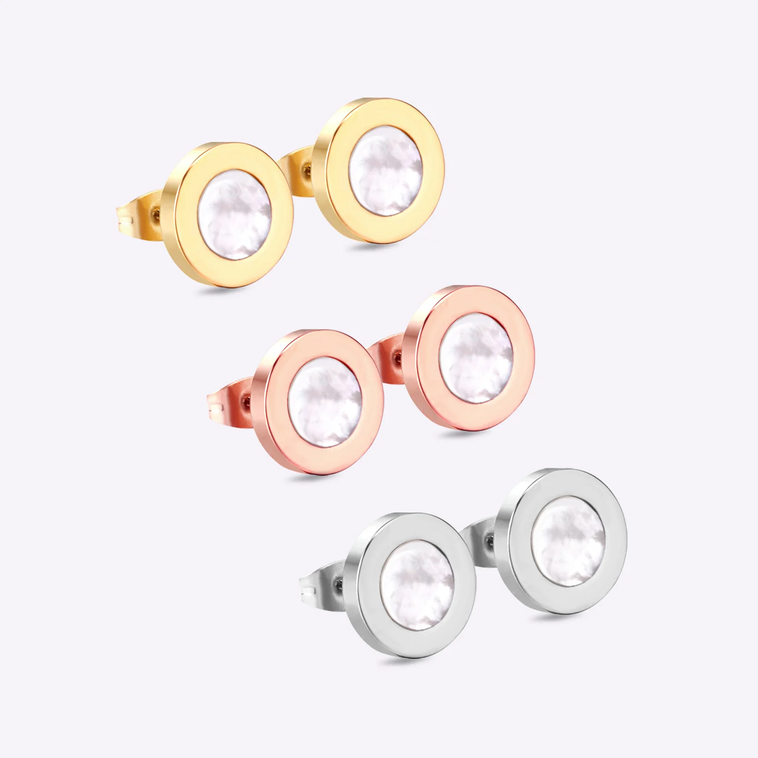 3 пары Разноцветные серьги-гвоздики из нержавеющей стали 316L