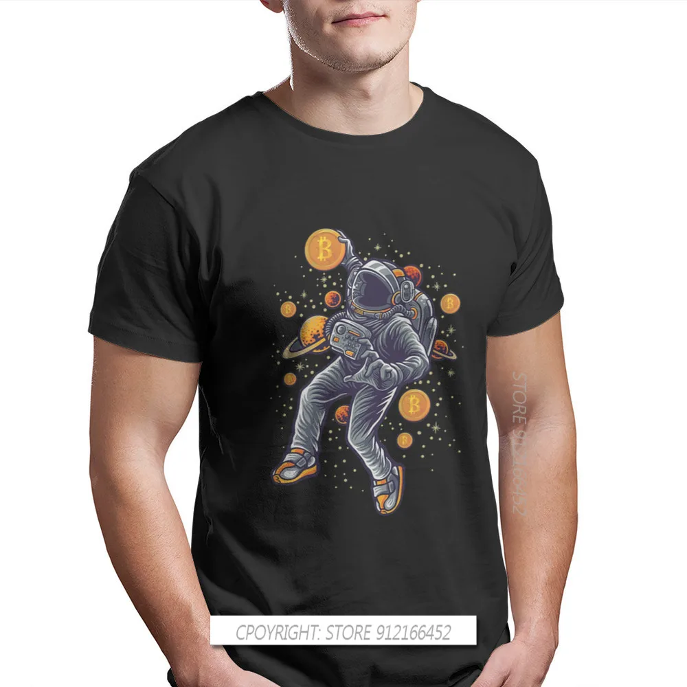 

BTC Crypto Basketball In Space Unique TShirt Bitcoin Cryptocurrency Miners Meme Comfortable Gift Idea T Shirt Stuff Hot Sale