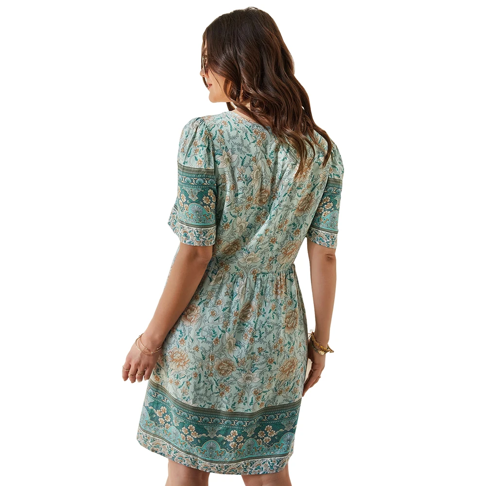 Nuevo 2021 las mujeres de gran tamaño vestido de verano, Vestido de playa, Boho Floral impresión Casual vestido con cuello en V vestido de las señoras vestidos XL-4XL